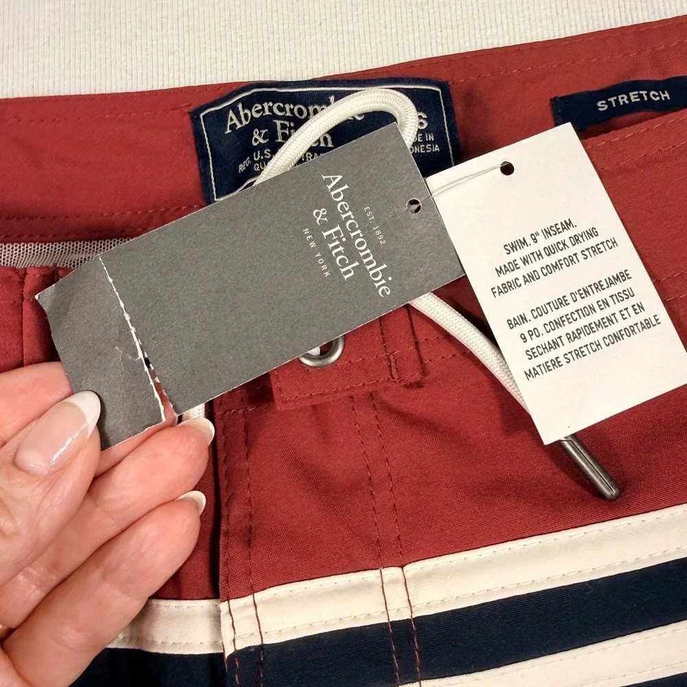 Abercrombie & Fitch‎ Board Shorts 36 Navy Red 9